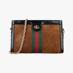 Pre-owned Gucci Ophidia Brown×black Suede×leather 503877 shoulderbag | stylenewstar