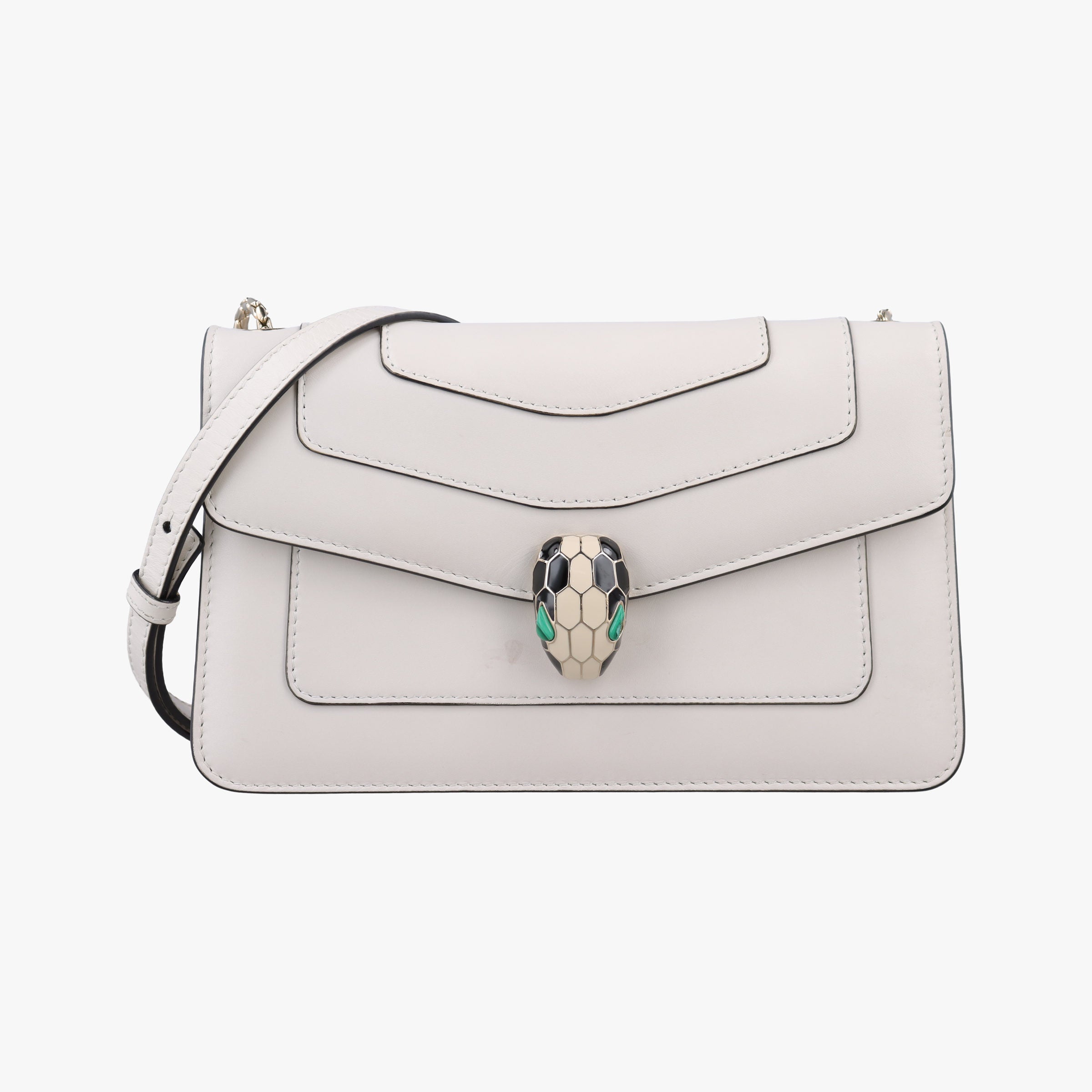 Pre-owned Bvlgari SERPENTI FOREVER White Leather  shoulderbag | stylenewstar