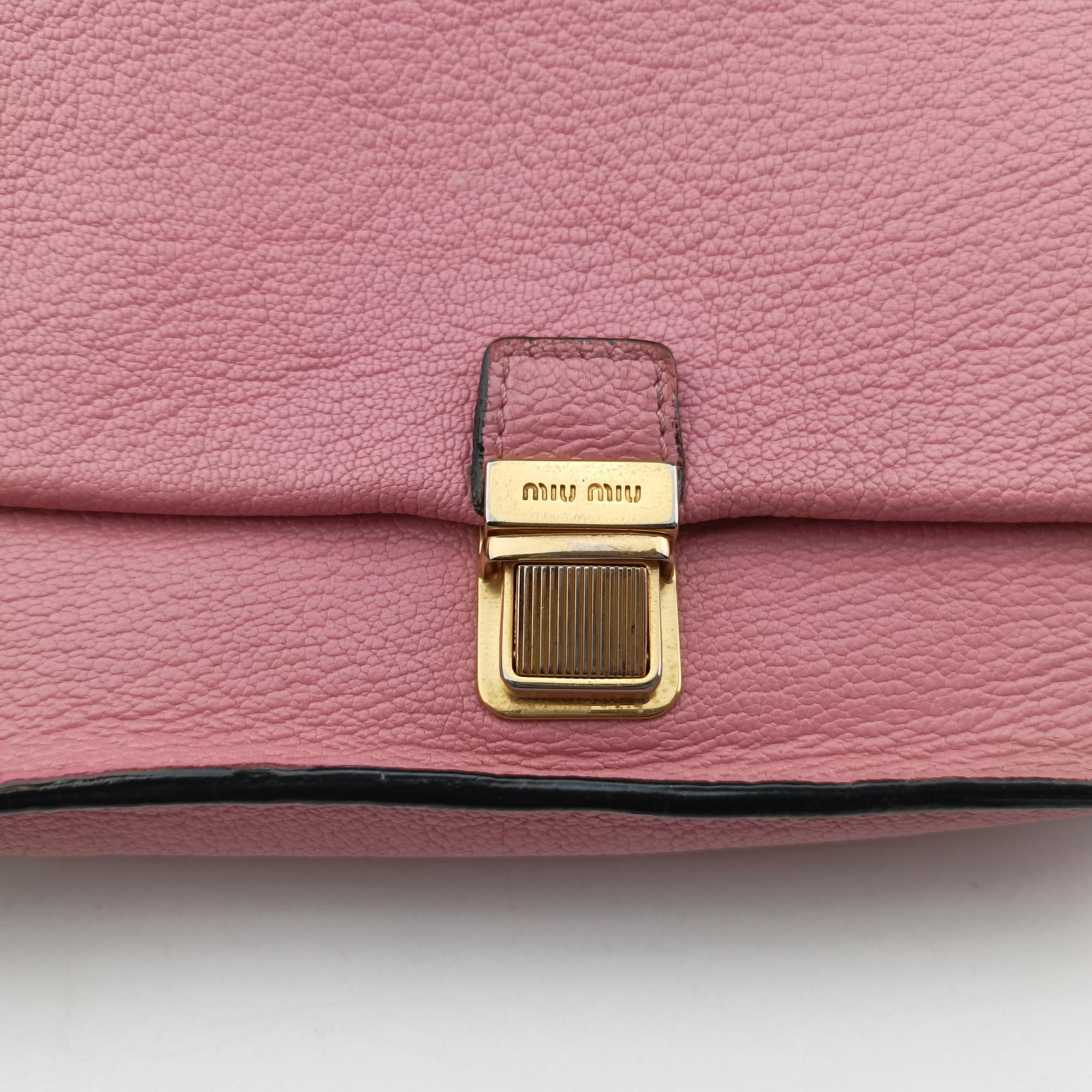 Pre-owned Miu Miu Madras Pink Leather  shoulderbag | stylenewstar
