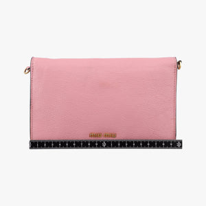 Pre-owned Miu Miu Madras Pink Leather  shoulderbag | stylenewstar