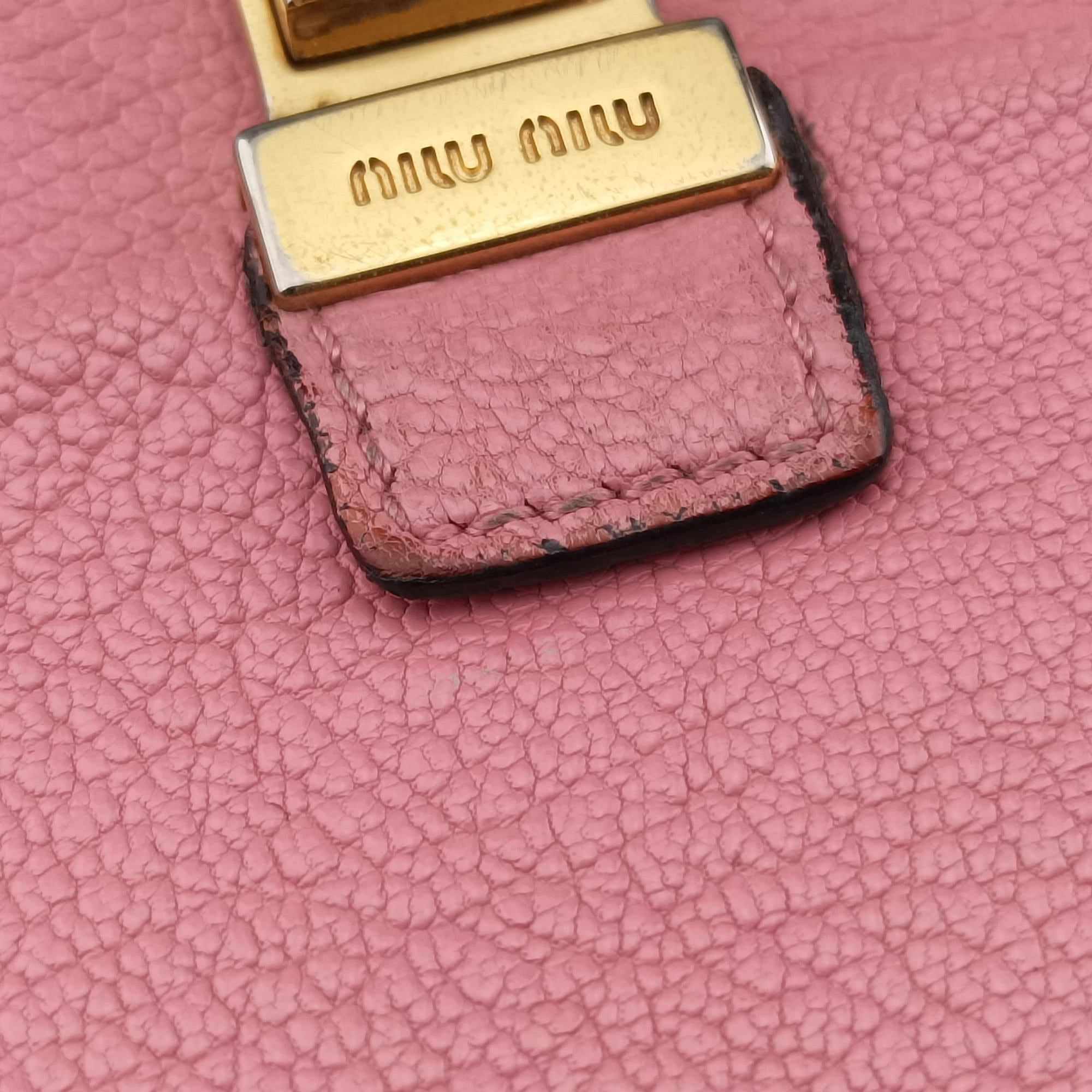 Pre-owned Miu Miu Madras Pink Leather  shoulderbag | stylenewstar