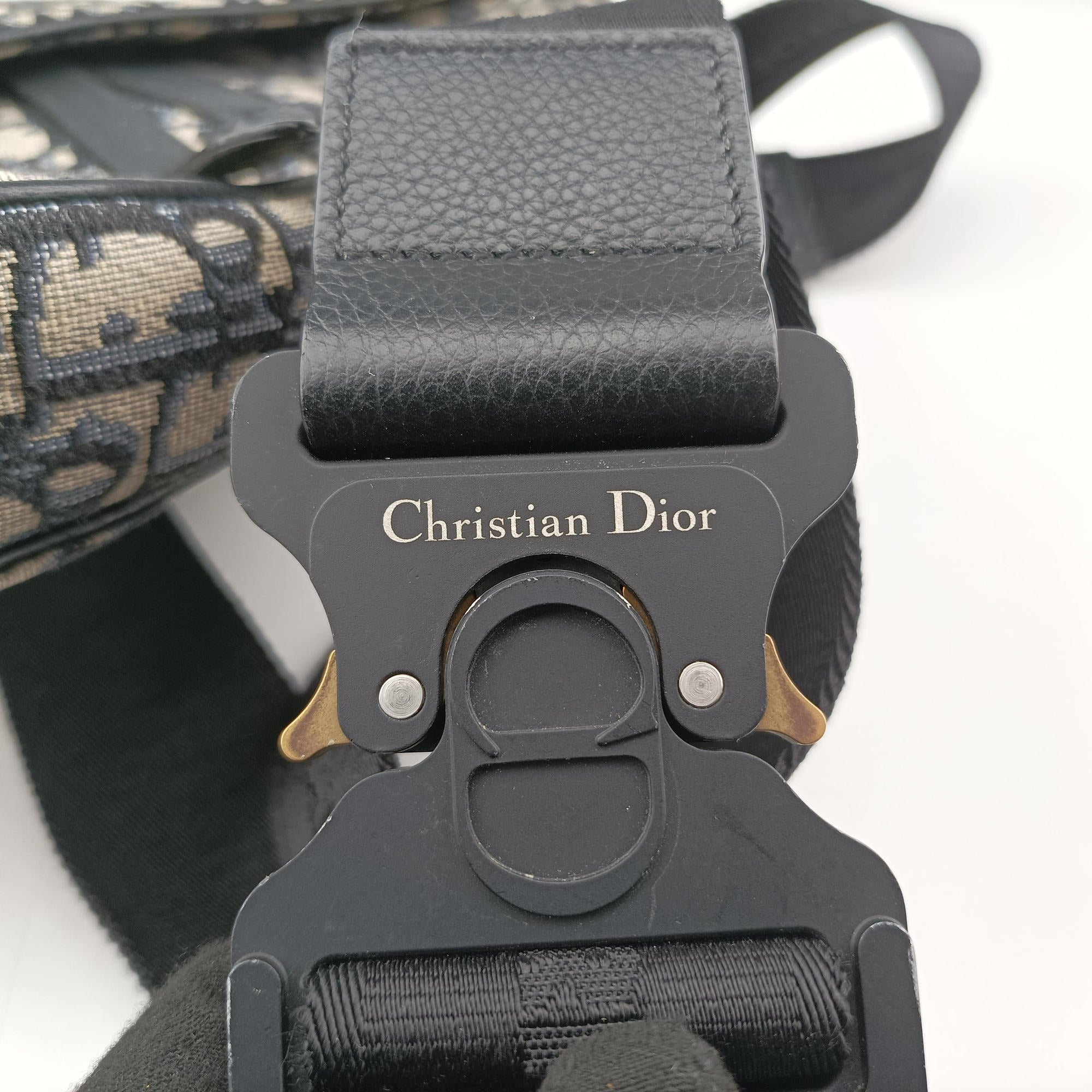 Pre-owned Christian Dior saddle Navy×Gray Jacquard  crossbodybag | stylenewstar