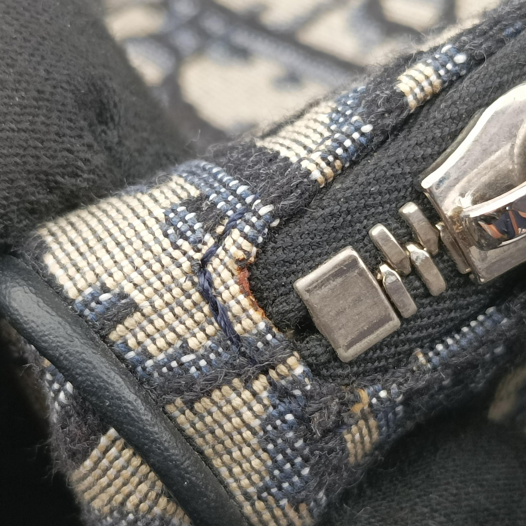 Pre-owned Christian Dior saddle Navy×Gray Jacquard  crossbodybag | stylenewstar