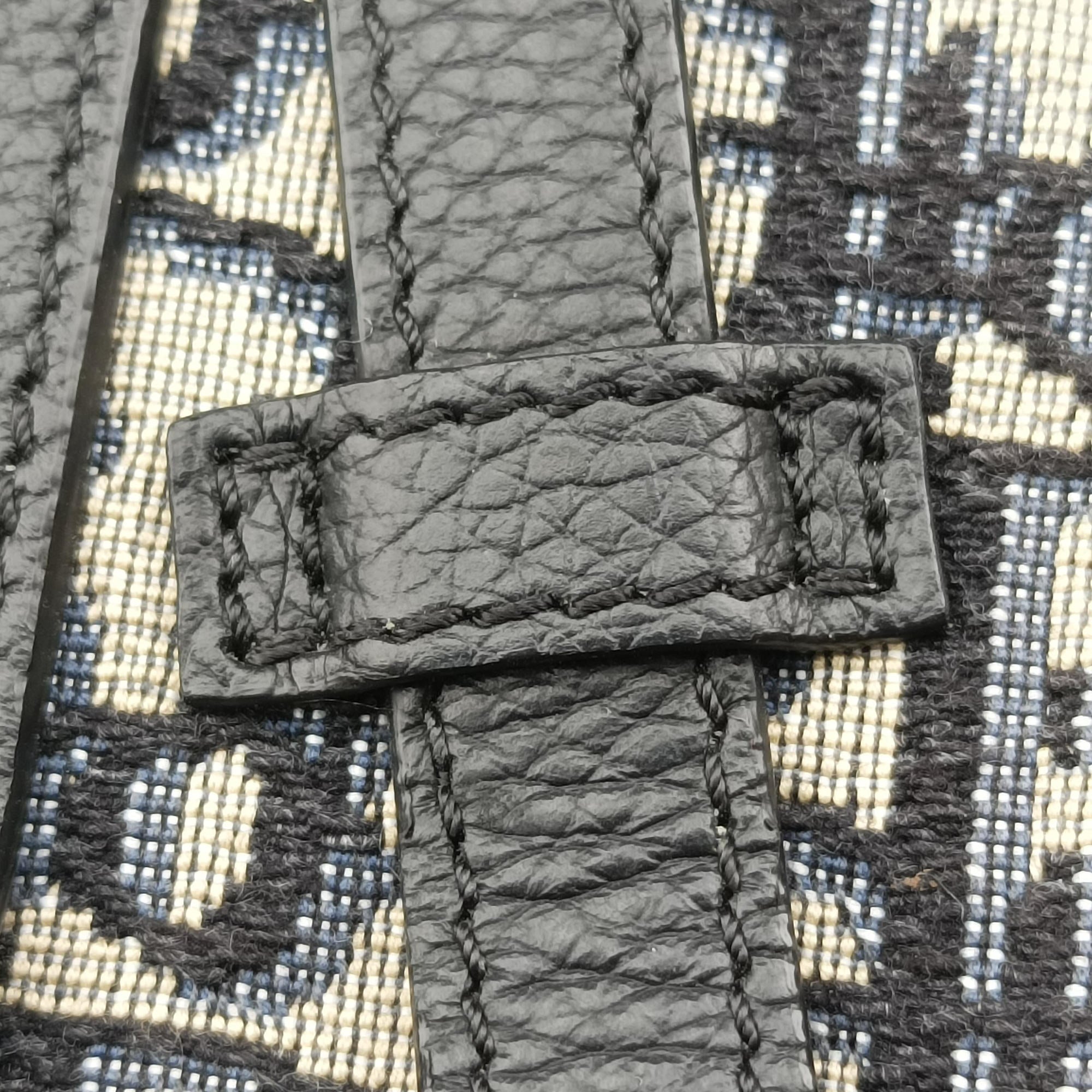 Pre-owned Christian Dior saddle Navy×Gray Jacquard  crossbodybag | stylenewstar