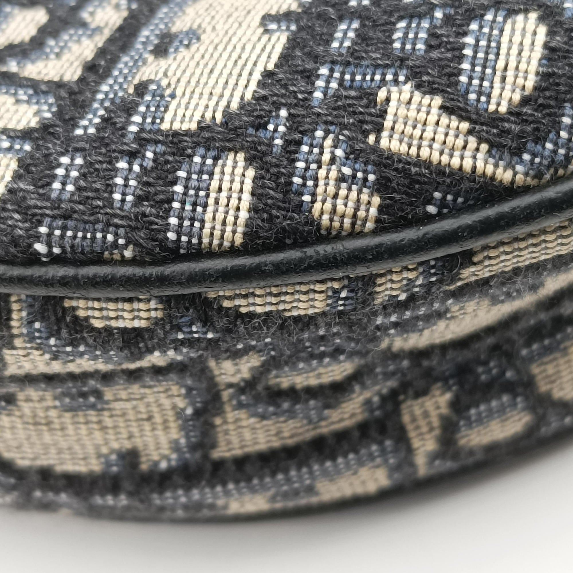 Pre-owned Christian Dior saddle Navy×Gray Jacquard  crossbodybag | stylenewstar