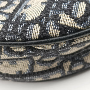Pre-owned Christian Dior saddle Navy×Gray Jacquard  crossbodybag | stylenewstar