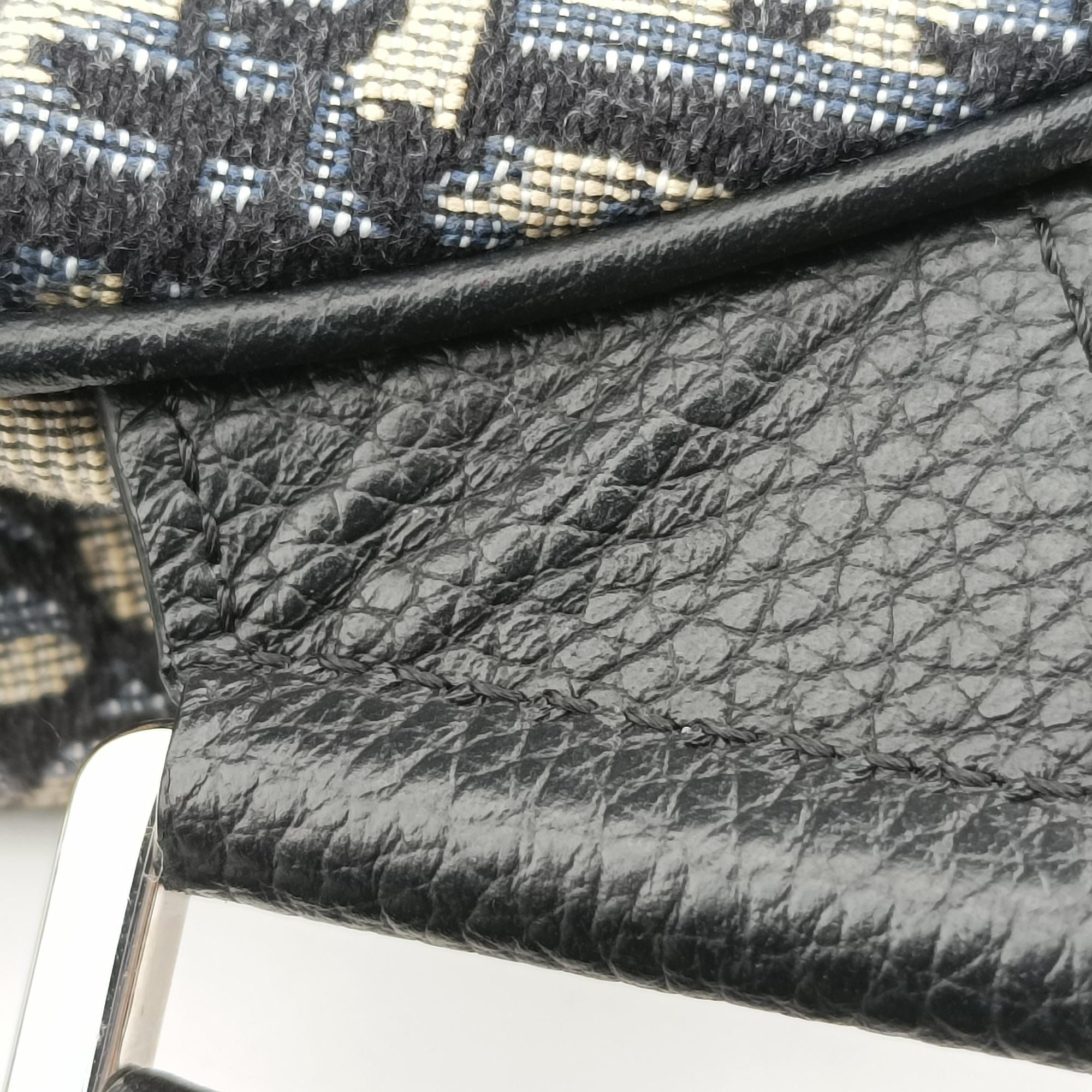 Pre-owned Christian Dior saddle Navy×Gray Jacquard  crossbodybag | stylenewstar