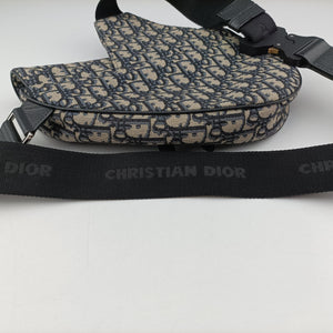 Pre-owned Christian Dior saddle Navy×Gray Jacquard  crossbodybag | stylenewstar