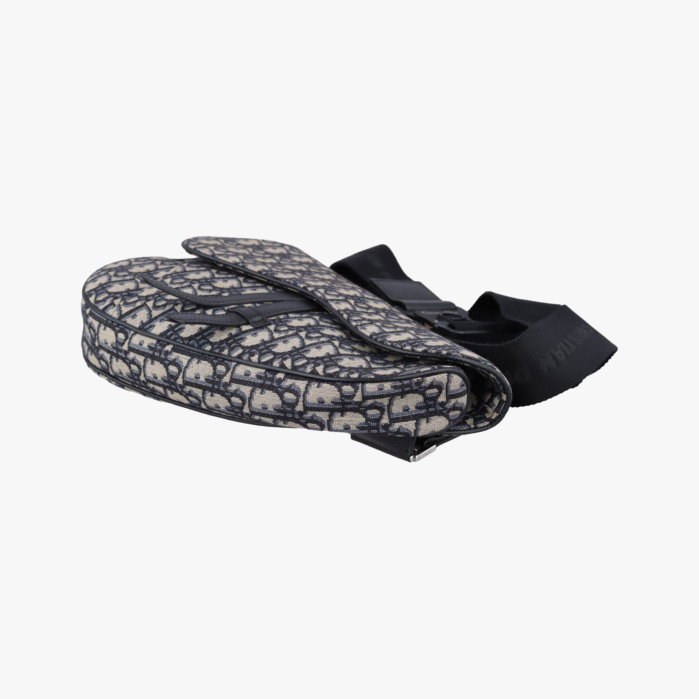 Pre-owned Christian Dior saddle Navy×Gray Jacquard  crossbodybag | stylenewstar