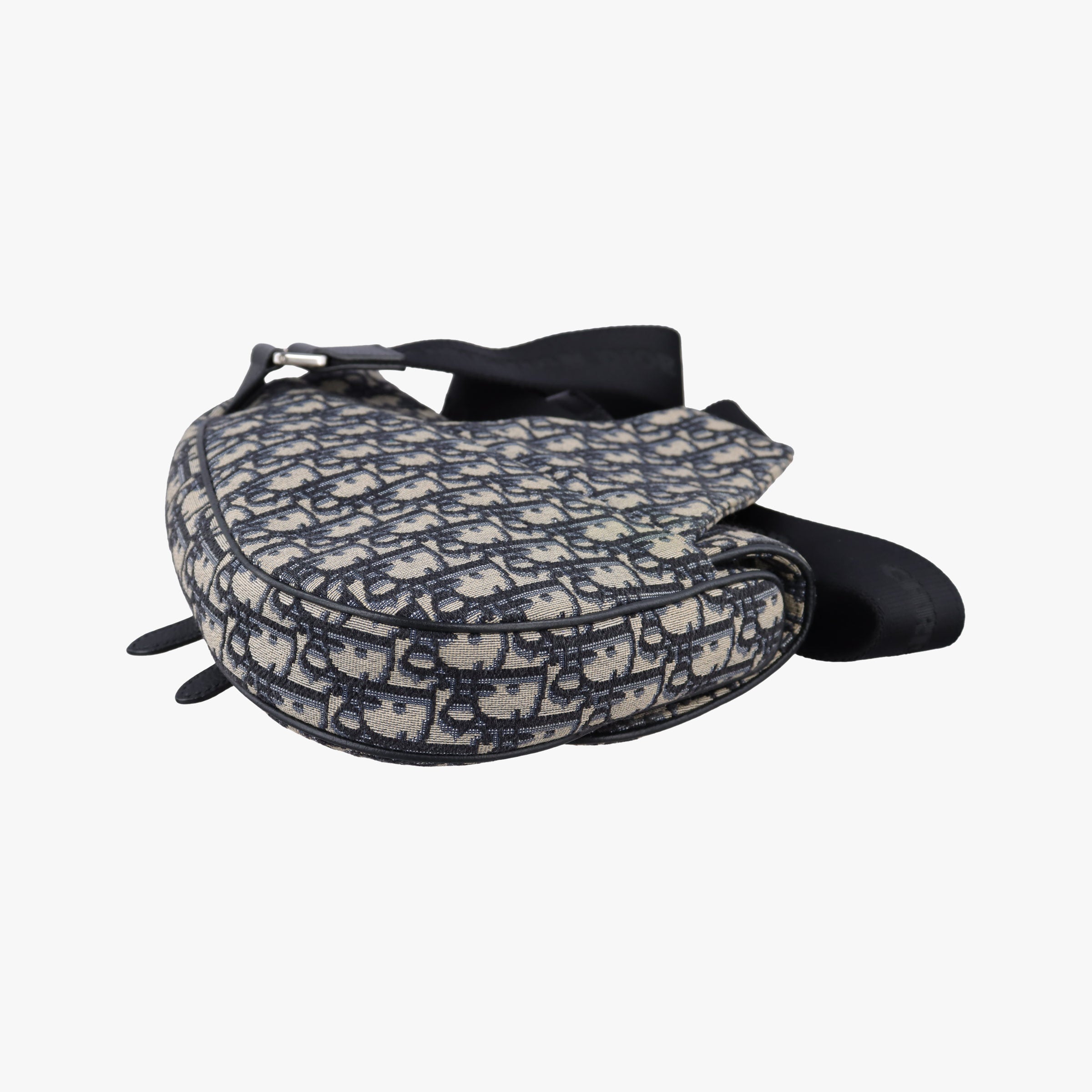 Pre-owned Christian Dior saddle Navy×Gray Jacquard  crossbodybag | stylenewstar