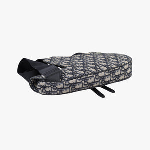 Pre-owned Christian Dior saddle Navy×Gray Jacquard  crossbodybag | stylenewstar