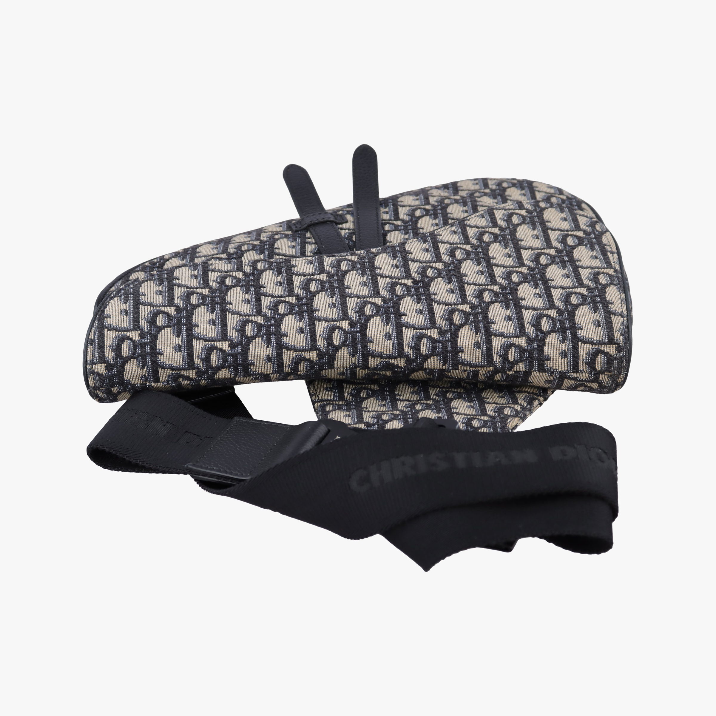 Pre-owned Christian Dior saddle Navy×Gray Jacquard  crossbodybag | stylenewstar