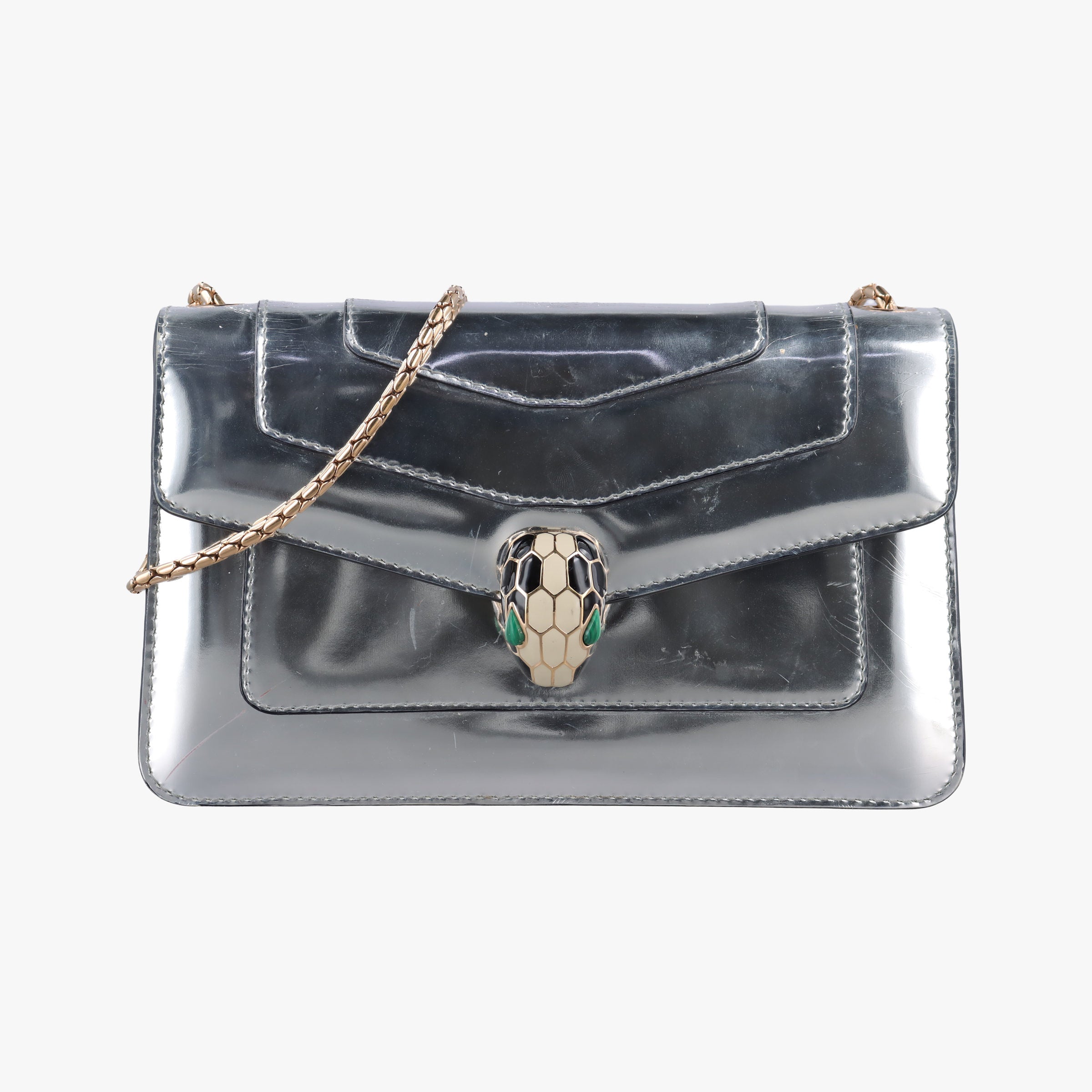 Pre-owned Bvlgari SERPENTI FOREVER Silver Patent  shoulderbag | stylenewstar
