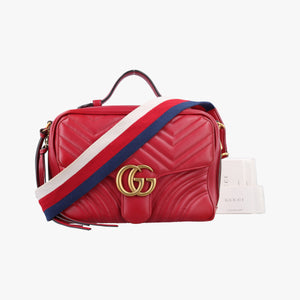 Pre-owned Gucci GG Marmont Red Leather 498100 shoulderbag | stylenewstar