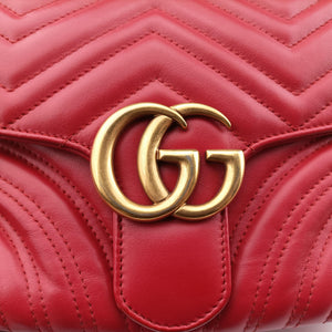 Pre-owned Gucci GG Marmont Red Leather 498100 shoulderbag | stylenewstar