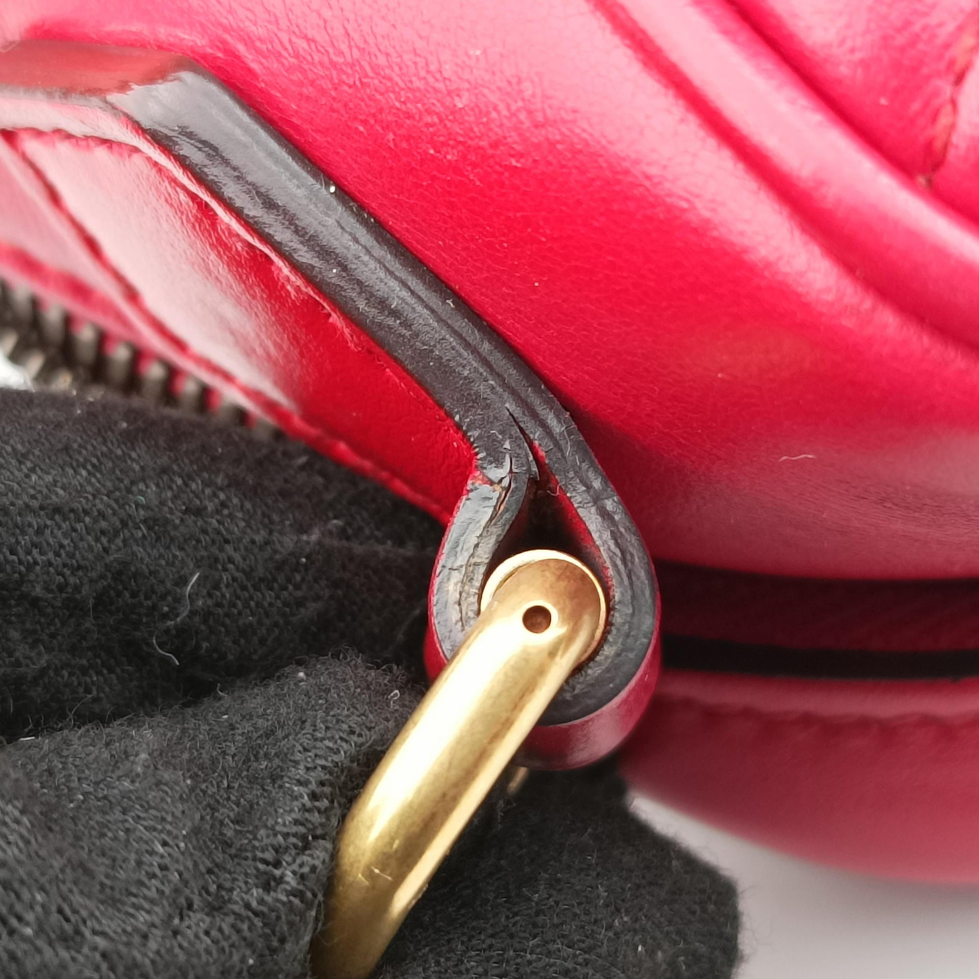 Pre-owned Gucci GG Marmont Red Leather 498100 shoulderbag | stylenewstar