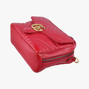 Pre-owned Gucci GG Marmont Red Leather 498100 shoulderbag | stylenewstar