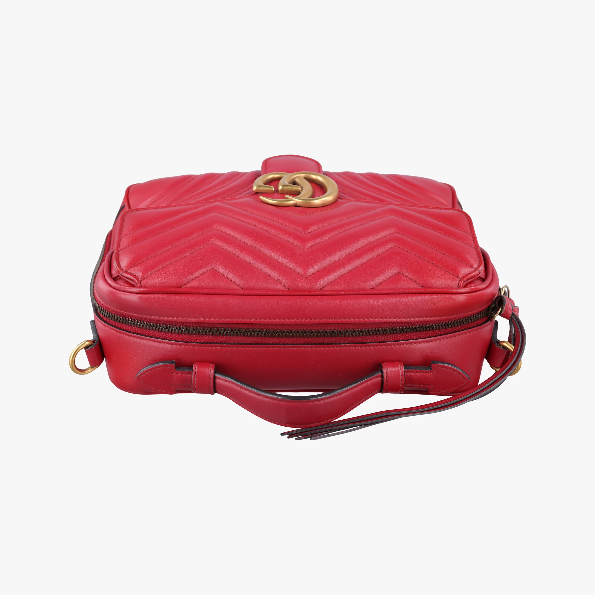 Pre-owned Gucci GG Marmont Red Leather 498100 shoulderbag | stylenewstar