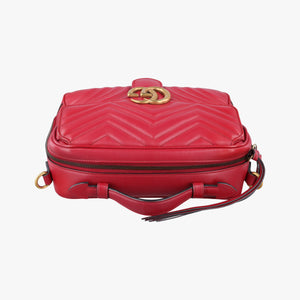 Pre-owned Gucci GG Marmont Red Leather 498100 shoulderbag | stylenewstar