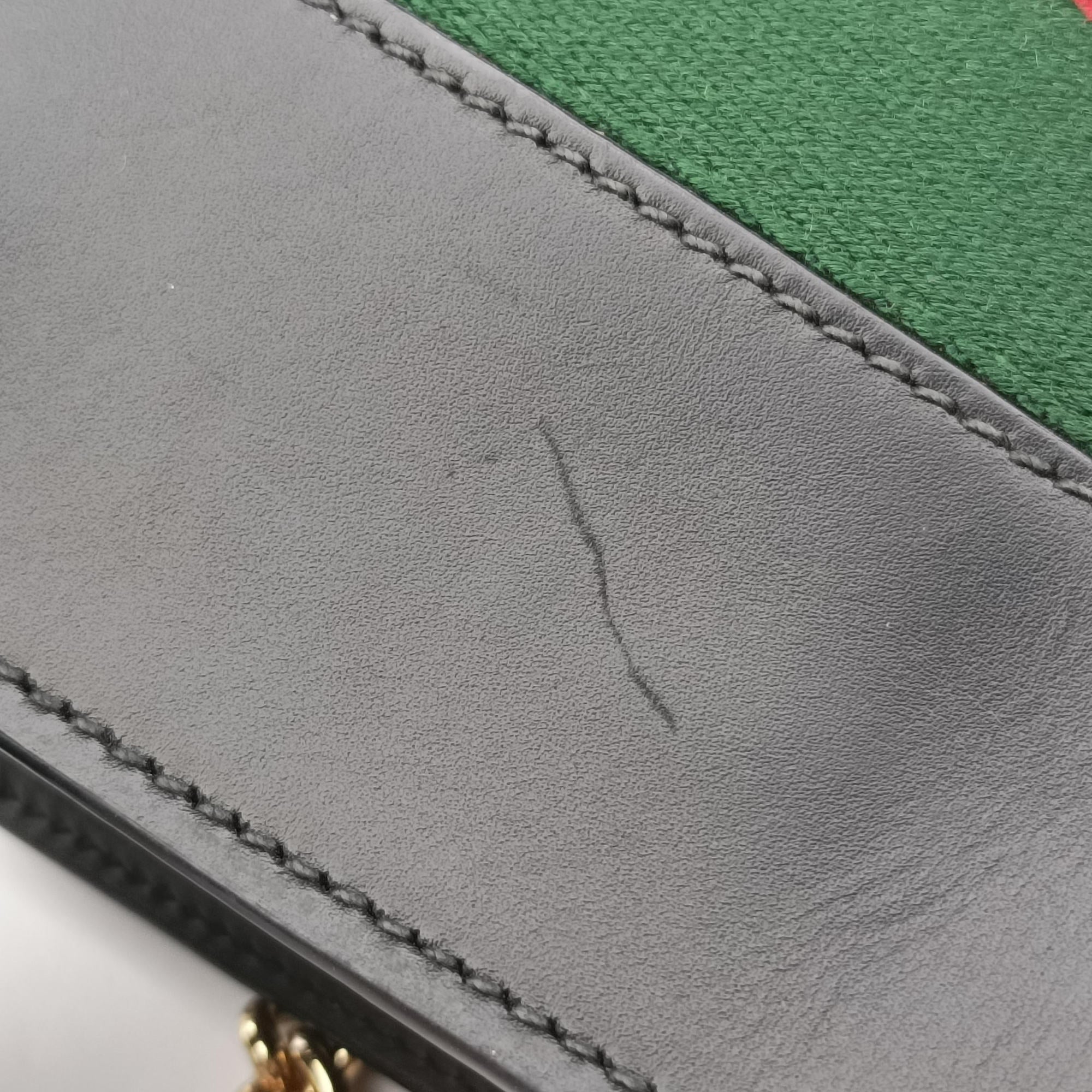 Pre-owned Gucci Sylvie Black×red×Green Leather 431666 handbag | stylenewstar