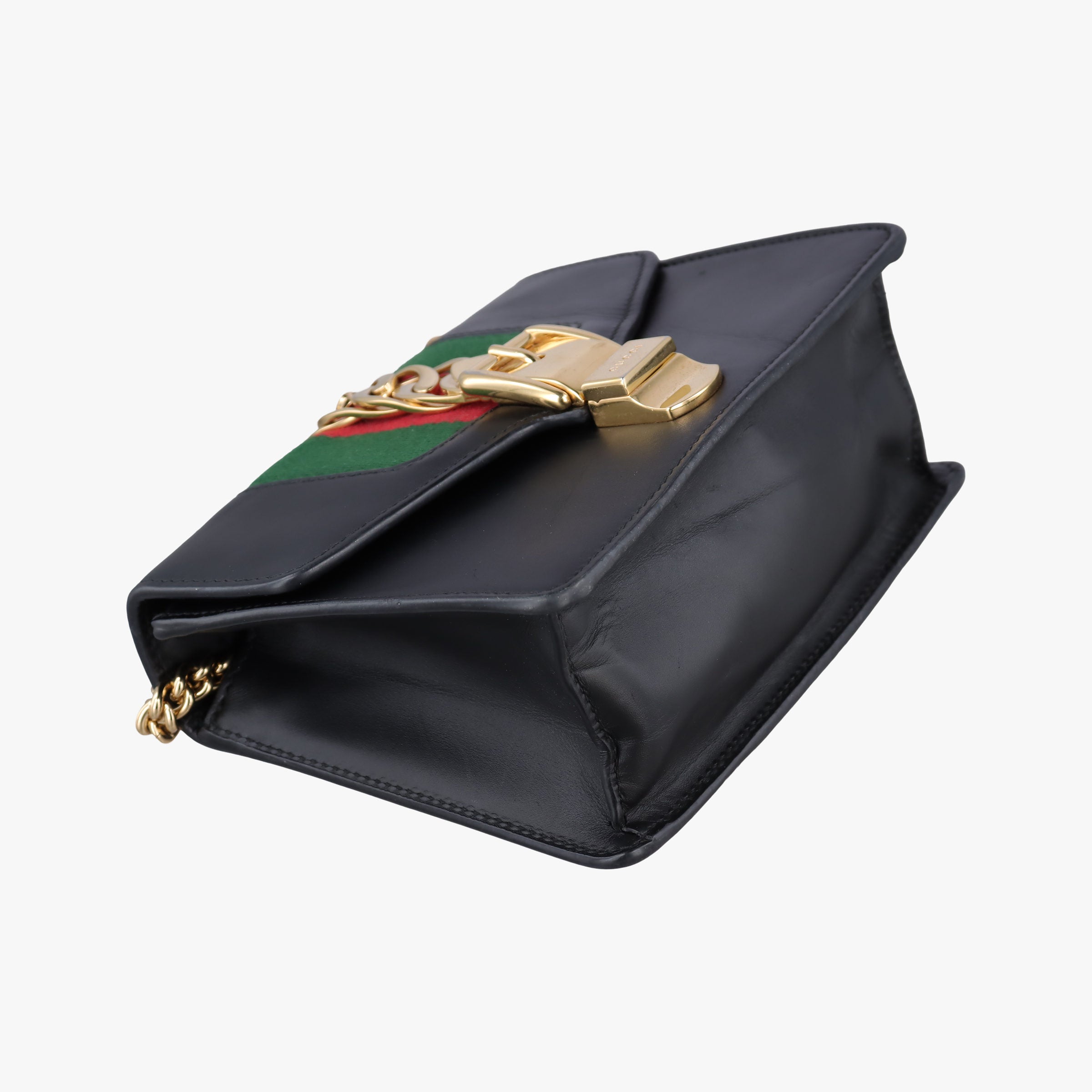 Pre-owned Gucci Sylvie Black×red×Green Leather 431666 handbag | stylenewstar
