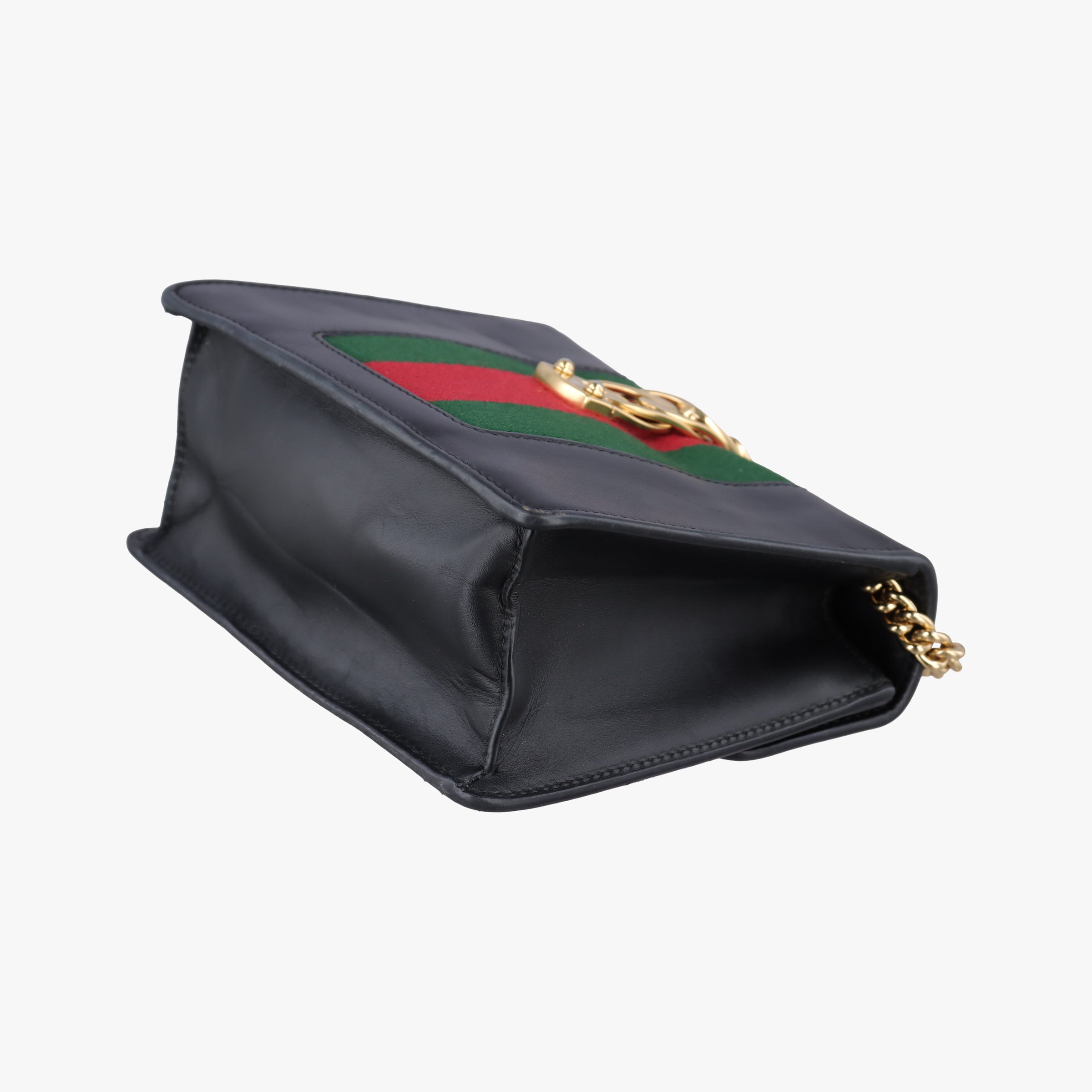 Pre-owned Gucci Sylvie Black×red×Green Leather 431666 handbag | stylenewstar