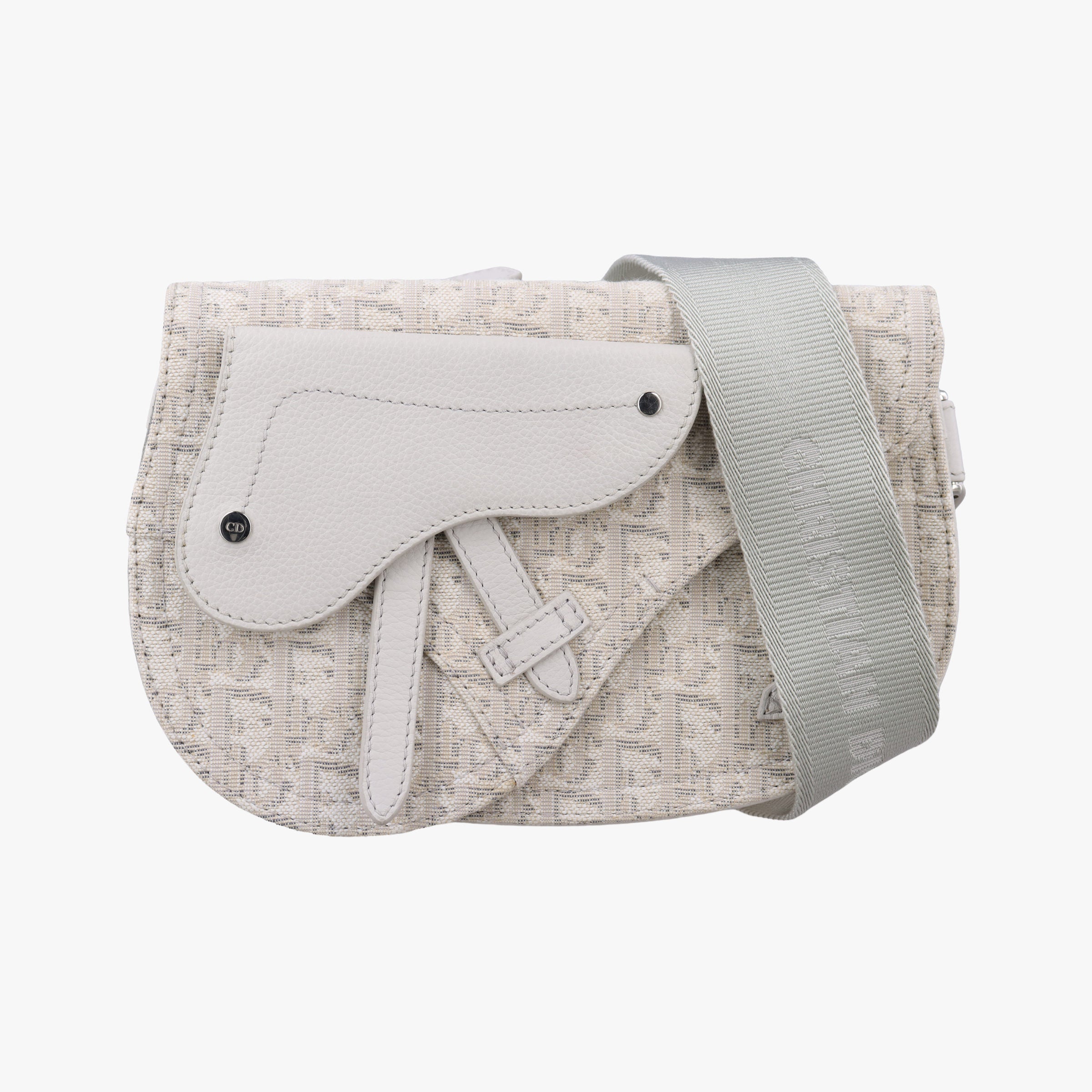 Pre-owned Christian Dior Saddle White Jacquard × Leather  bum bag/waist bag | stylenewstar