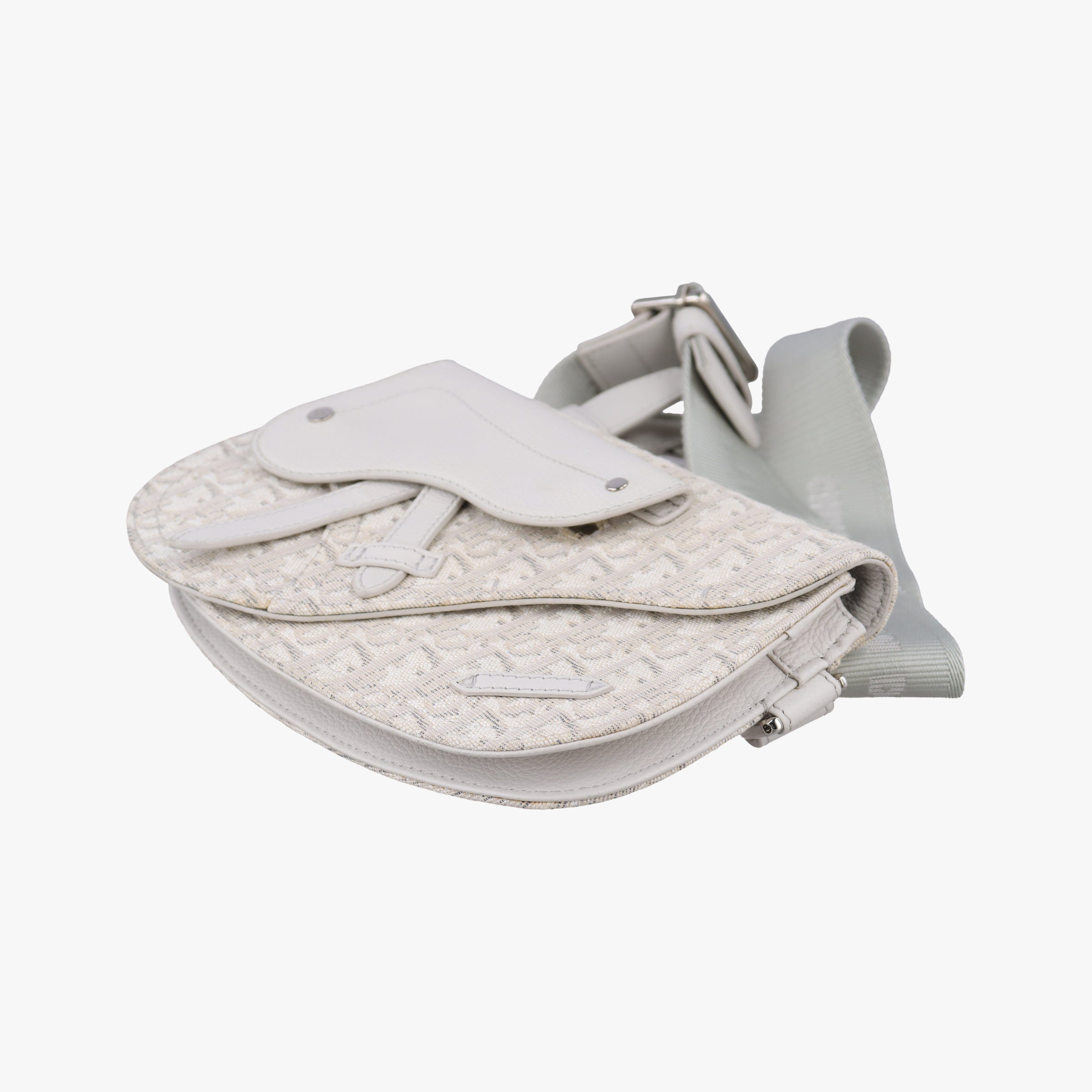 Pre-owned Christian Dior Saddle White Jacquard × Leather  bum bag/waist bag | stylenewstar