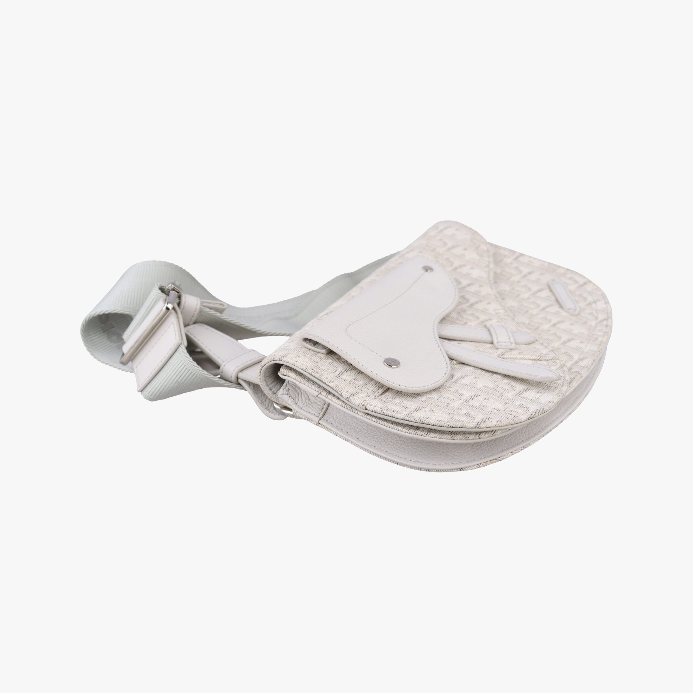 Pre-owned Christian Dior Saddle White Jacquard × Leather  bum bag/waist bag | stylenewstar