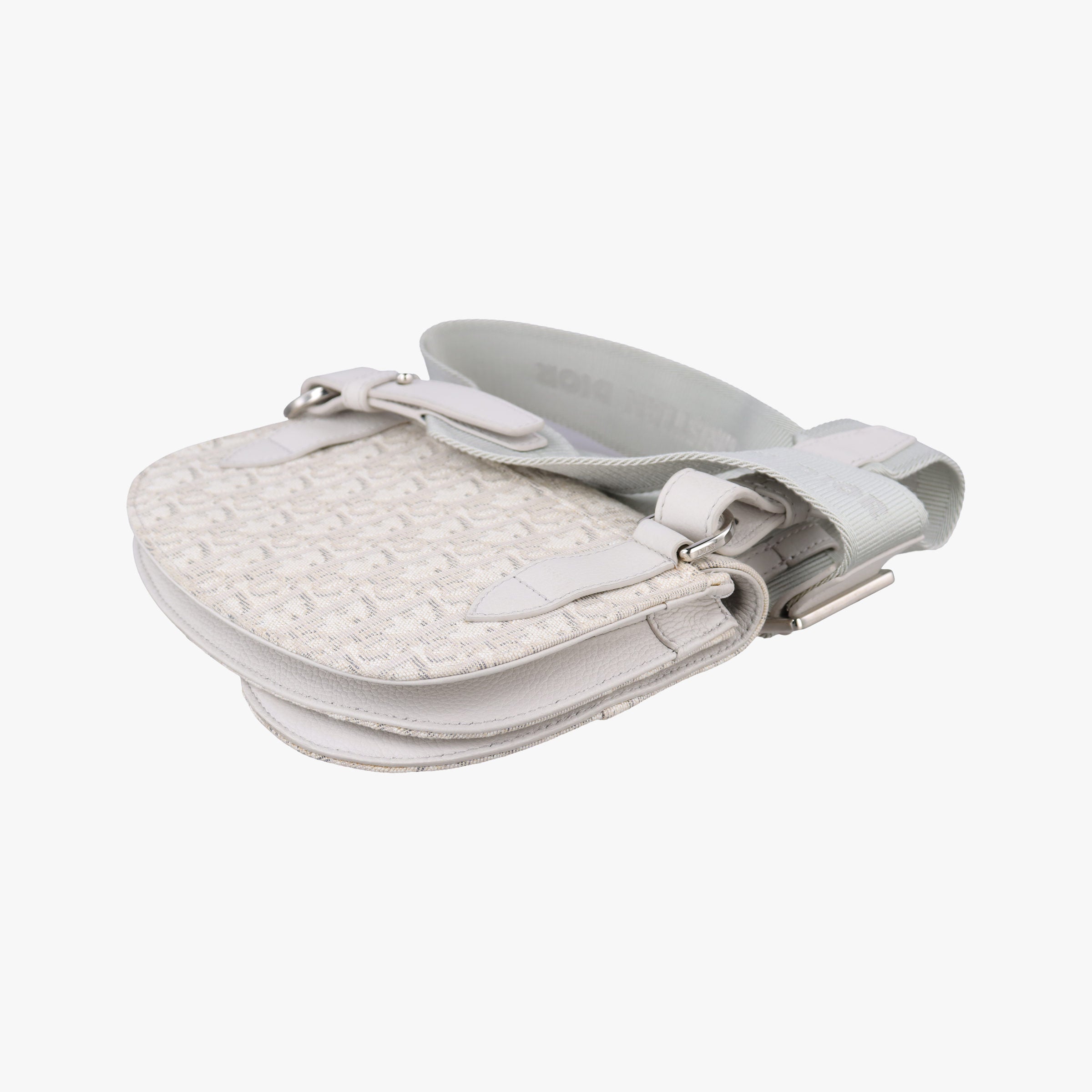 Pre-owned Christian Dior Saddle White Jacquard × Leather  bum bag/waist bag | stylenewstar