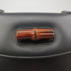 Pre-owned Gucci Bamboo Black Leather 000.12 handbag | stylenewstar