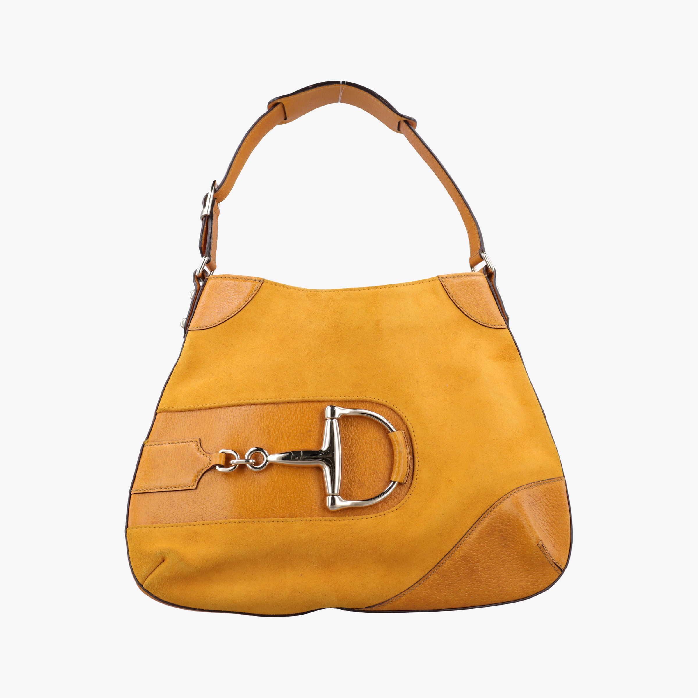 Pre-owned Gucci Horsebit Hobo Yellow Suede×leather 137388 shoulderbag | stylenewstar