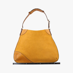 Pre-owned Gucci Horsebit Hobo Yellow Suede×leather 137388 shoulderbag | stylenewstar