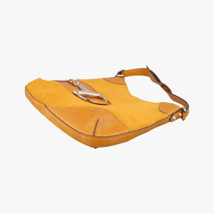 Pre-owned Gucci Horsebit Hobo Yellow Suede×leather 137388 shoulderbag | stylenewstar