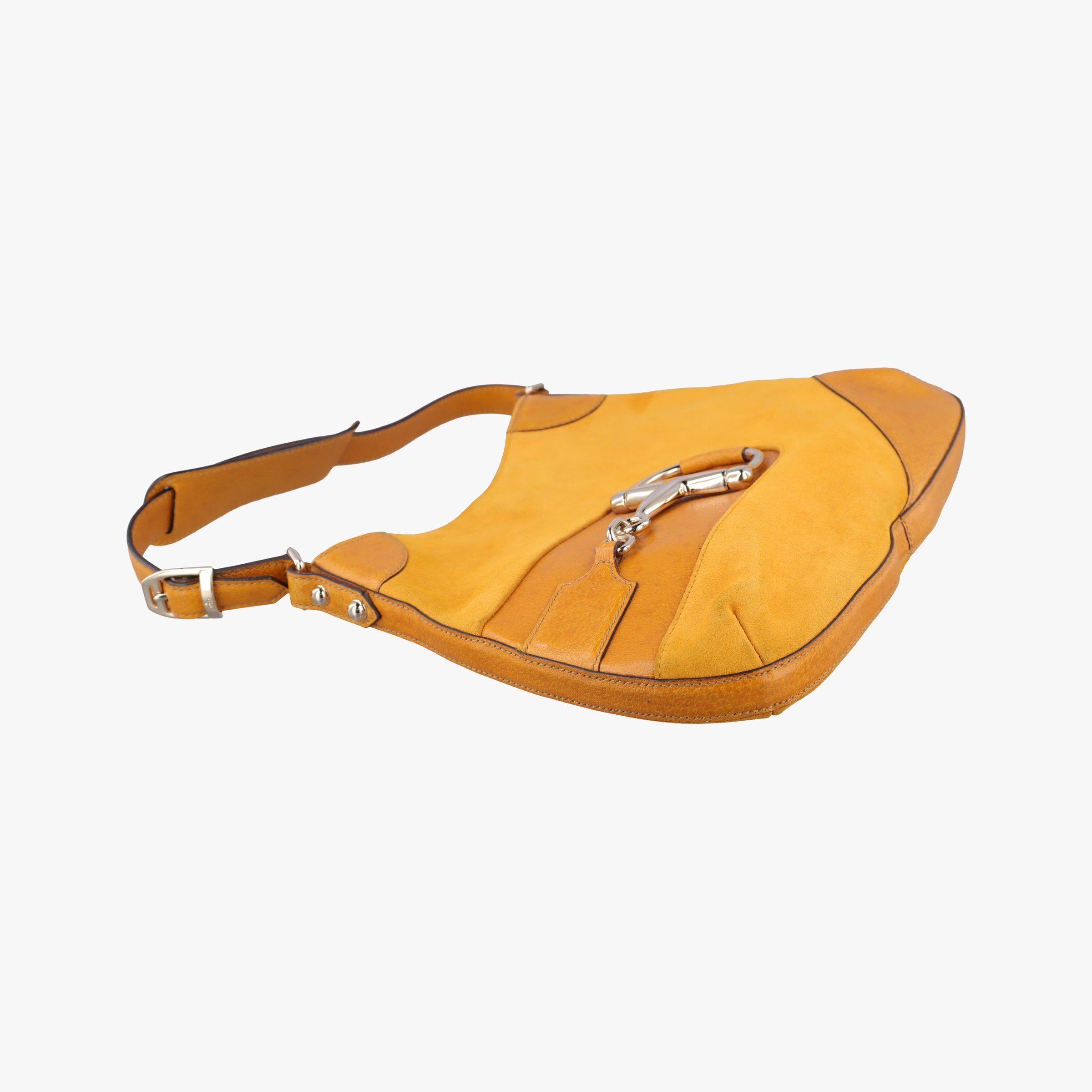 Pre-owned Gucci Horsebit Hobo Yellow Suede×leather 137388 shoulderbag | stylenewstar