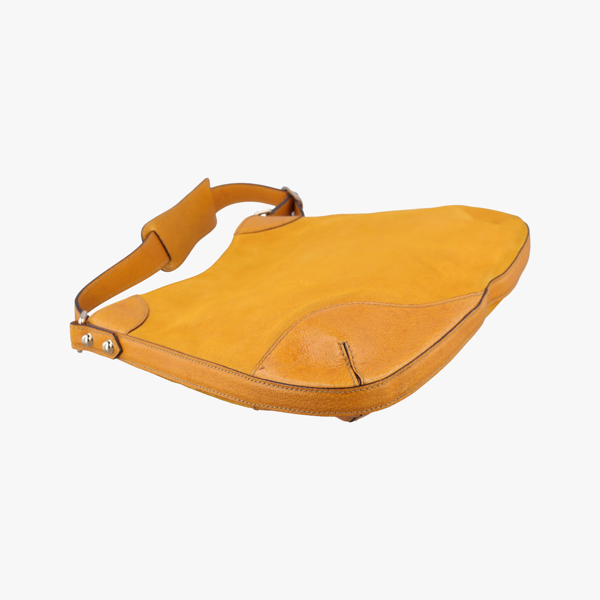 Pre-owned Gucci Horsebit Hobo Yellow Suede×leather 137388 shoulderbag | stylenewstar