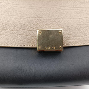 Vintage Celine Trapeze Beige×black×blue Suede × leather  shoulderbag | stylenewstar