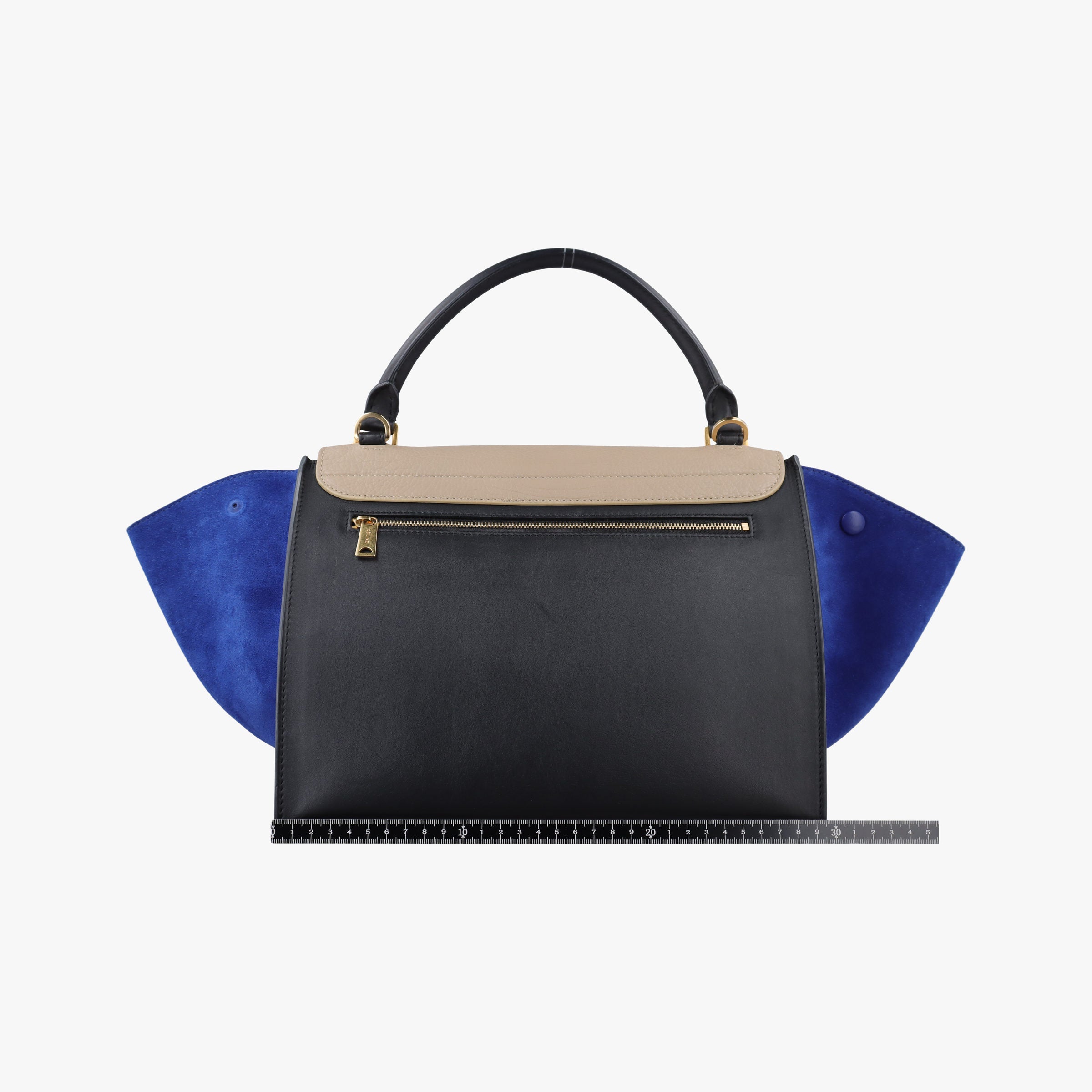 Vintage Celine Trapeze Beige×black×blue Suede × leather  shoulderbag | stylenewstar