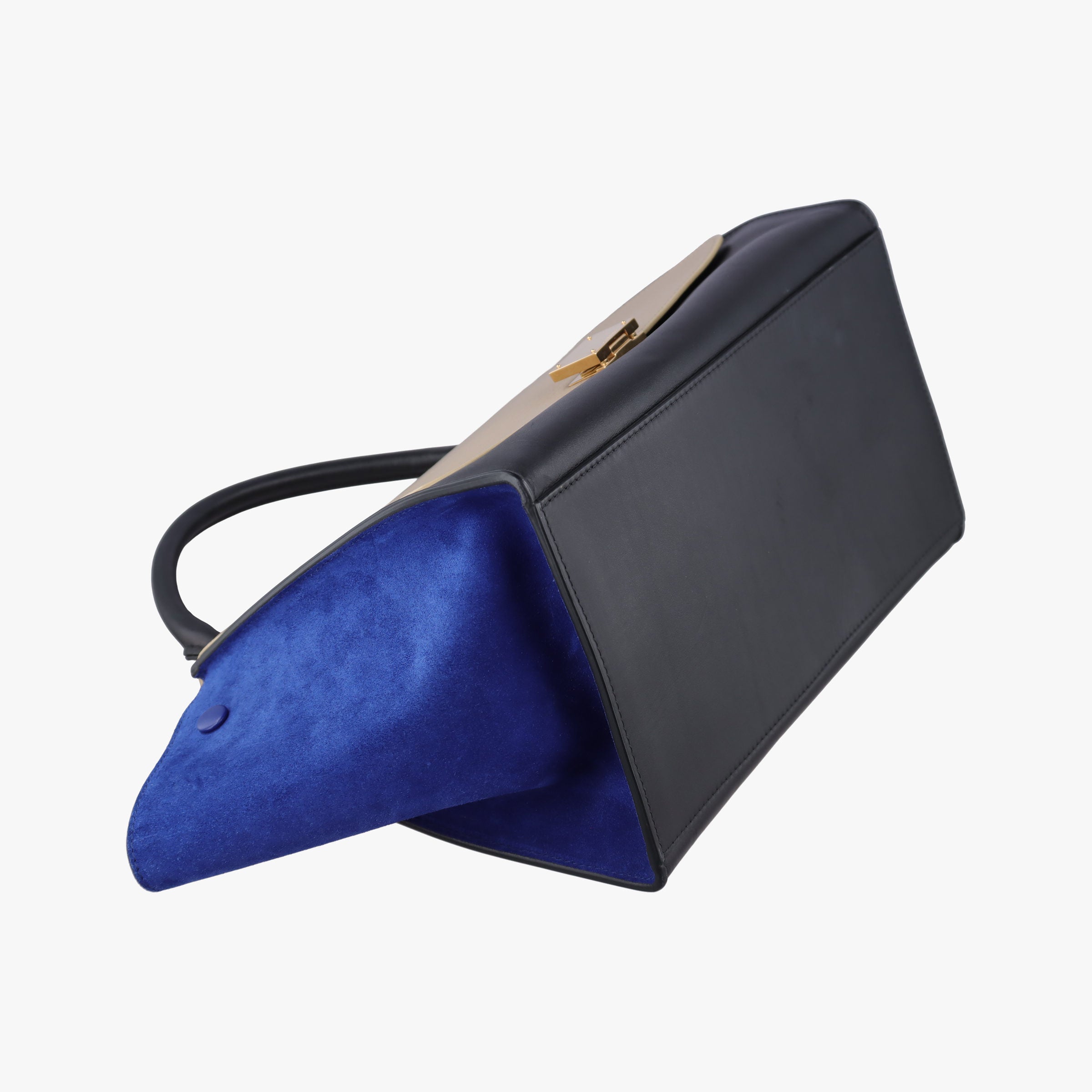 Vintage Celine Trapeze Beige×black×blue Suede × leather  shoulderbag | stylenewstar