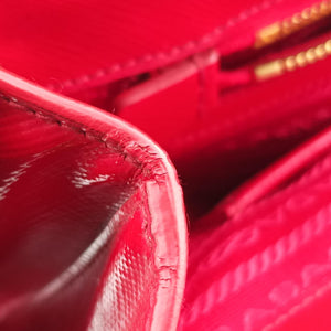 Pre-owned Prada Galleria Red SAFFIANO Patent BN1801 shoulderbag | stylenewstar