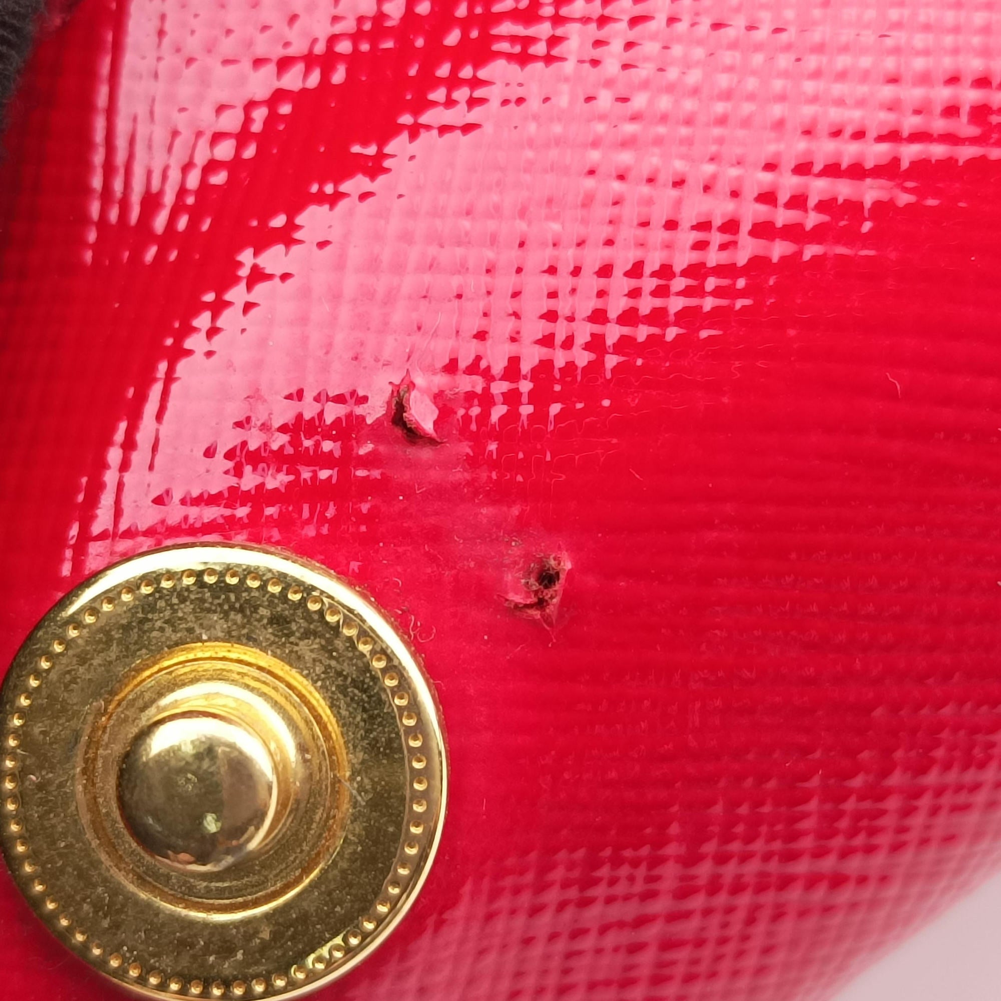 Pre-owned Prada Galleria Red SAFFIANO Patent BN1801 shoulderbag | stylenewstar
