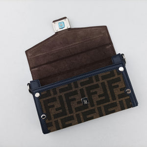 Pre-owned Fendi Zucca Soft Trunk Phone Pouch Brown canvas 7AS139 shoulderbag | stylenewstar