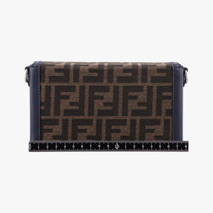 Pre-owned Fendi Zucca Soft Trunk Phone Pouch Brown canvas 7AS139 shoulderbag | stylenewstar