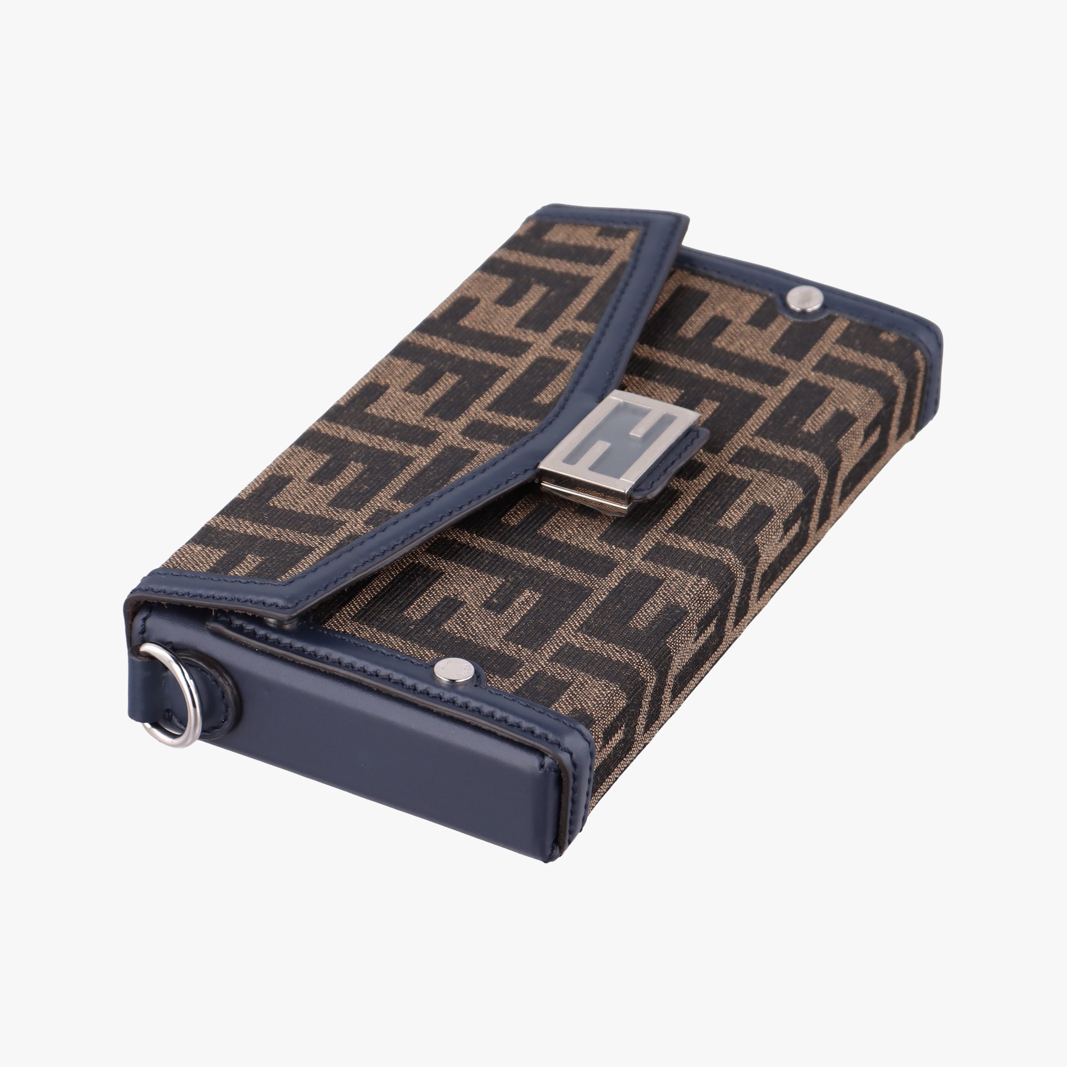 Pre-owned Fendi Zucca Soft Trunk Phone Pouch Brown canvas 7AS139 shoulderbag | stylenewstar