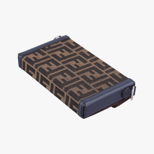 Pre-owned Fendi Zucca Soft Trunk Phone Pouch Brown canvas 7AS139 shoulderbag | stylenewstar
