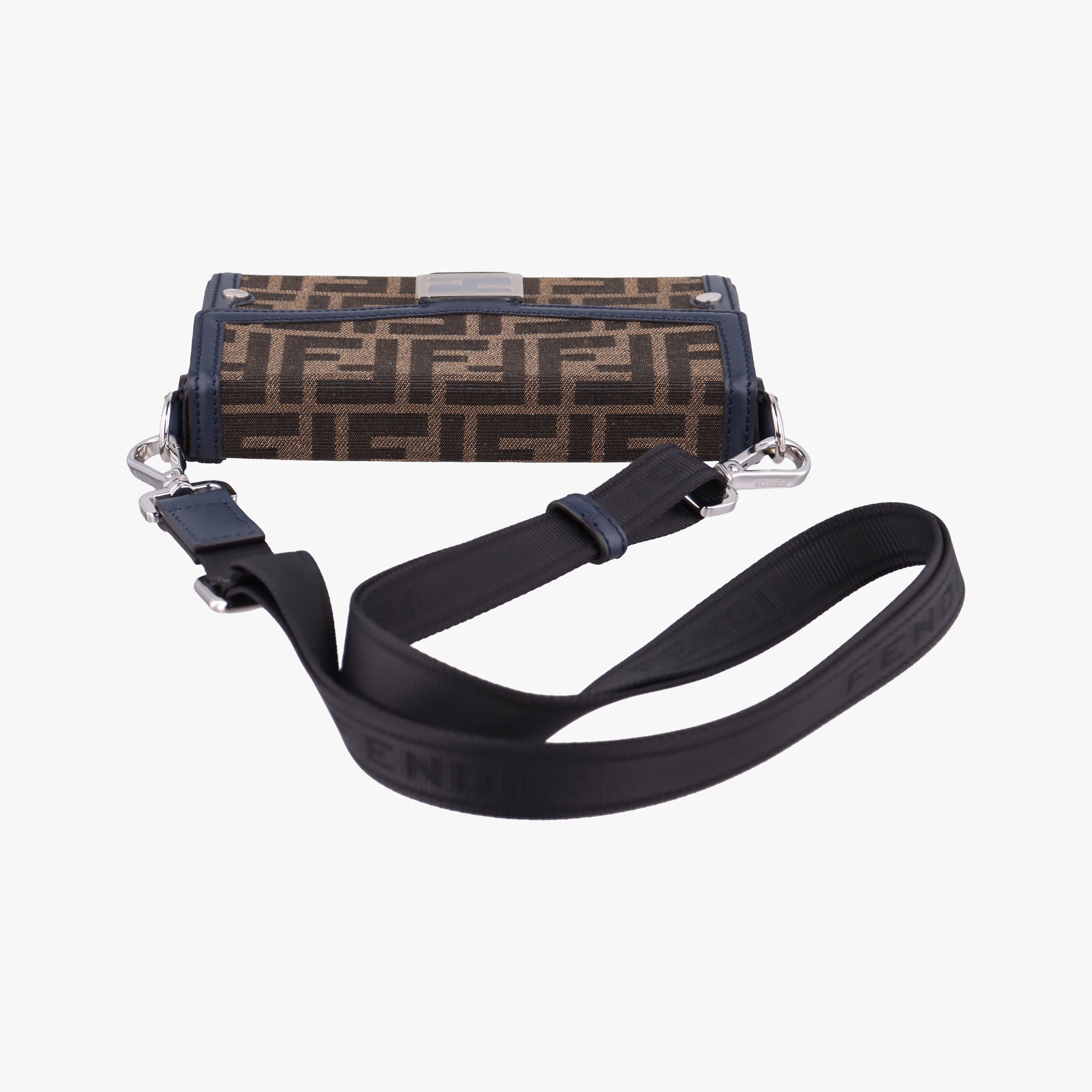 Pre-owned Fendi Zucca Soft Trunk Phone Pouch Brown canvas 7AS139 shoulderbag | stylenewstar
