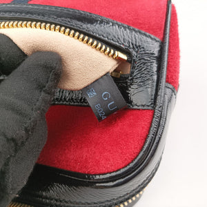 Pre-owned Gucci Ophidia Red×Black Suede× Leather 517076 bum bag/waist bag | stylenewstar