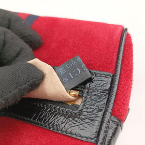 Pre-owned Gucci Ophidia Red×Black Suede× Leather 517076 bum bag/waist bag | stylenewstar