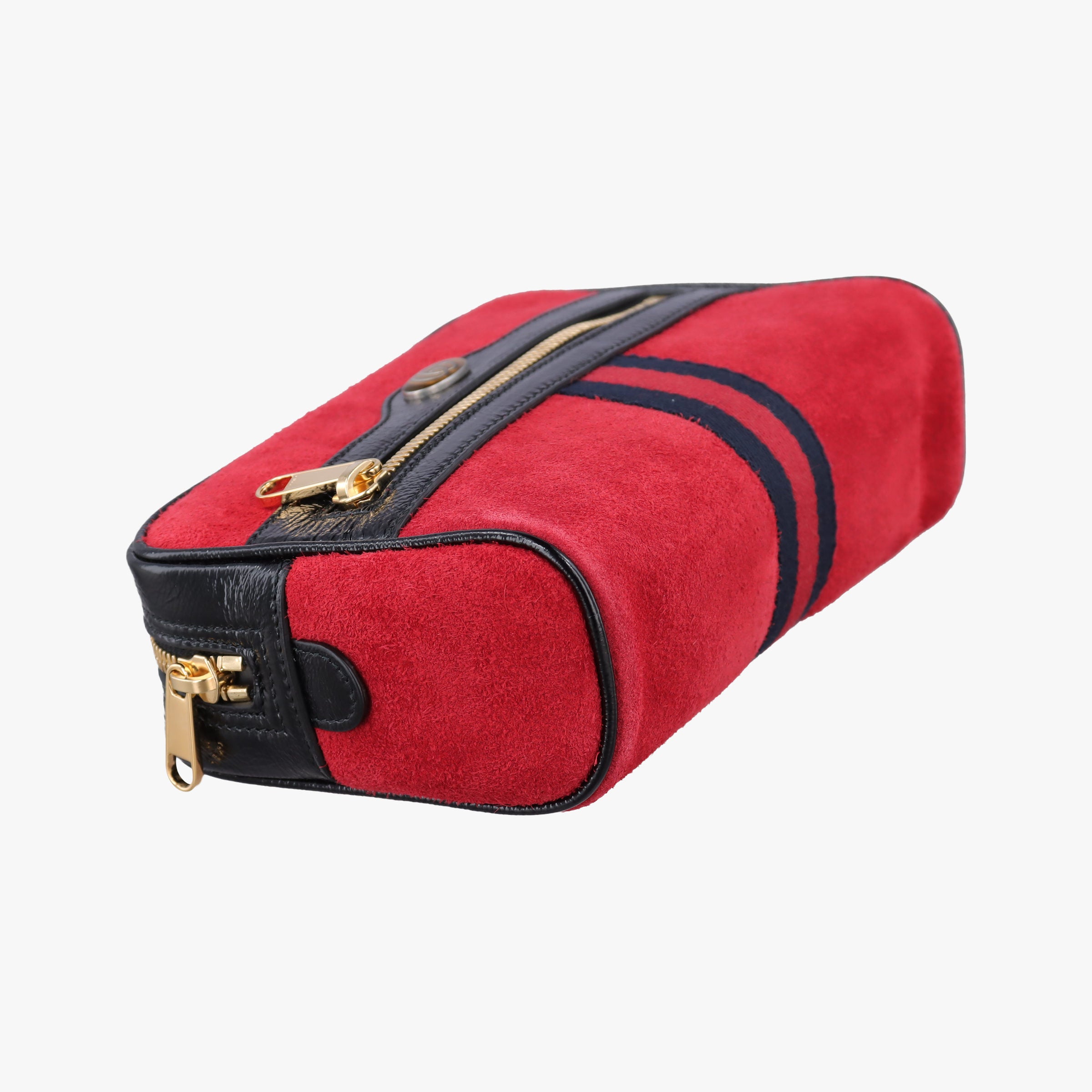 Pre-owned Gucci Ophidia Red×Black Suede× Leather 517076 bum bag/waist bag | stylenewstar