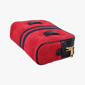Pre-owned Gucci Ophidia Red×Black Suede× Leather 517076 bum bag/waist bag | stylenewstar